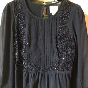 Maeve Navy Beaded and sequin blouse